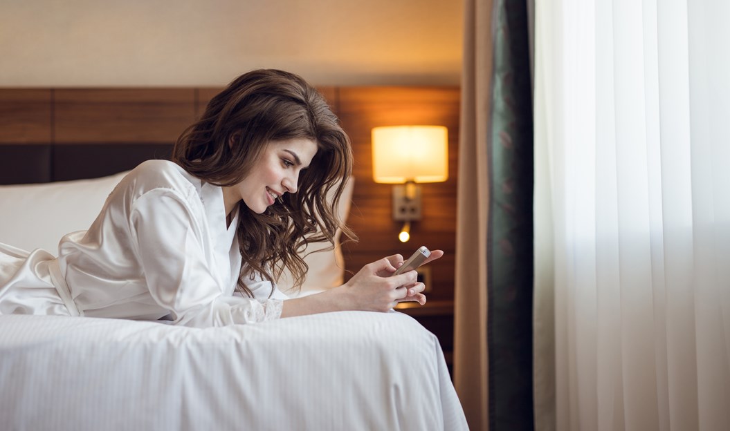 Hotel guest with phone