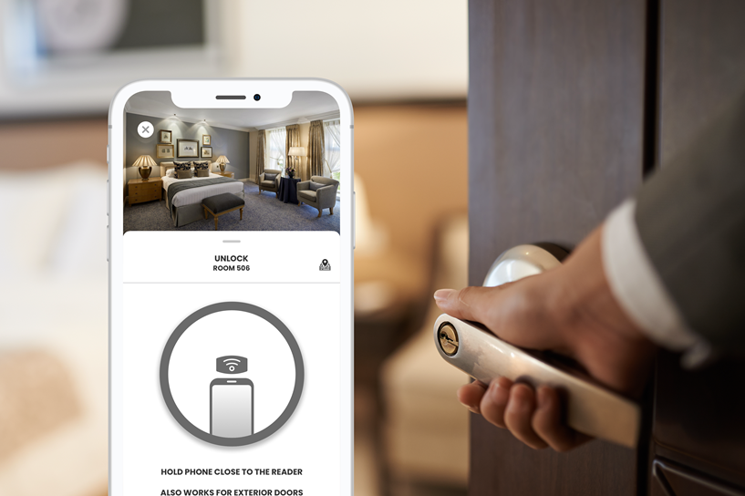 Mobile digital key opening hotel door