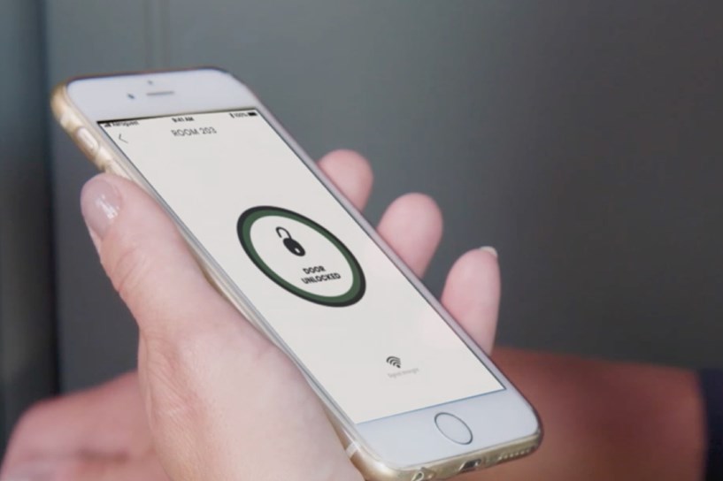 Mobile digital key opening hotel door